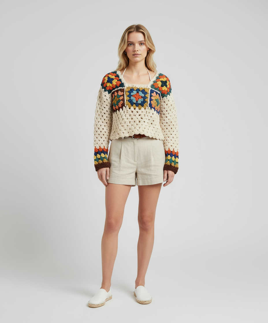 Handmade Patchwork Crochet Sweater