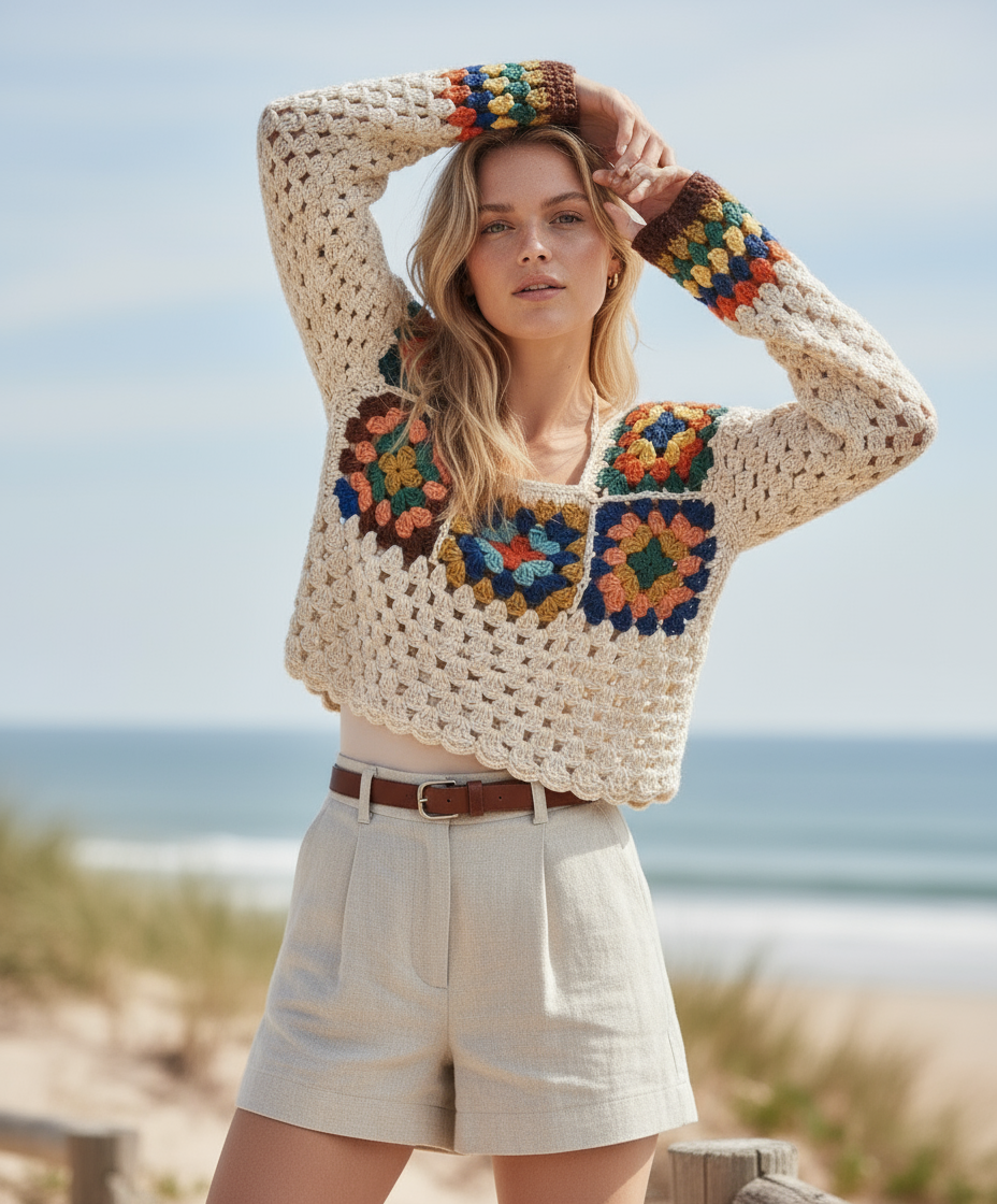 Handmade Patchwork Crochet Sweater