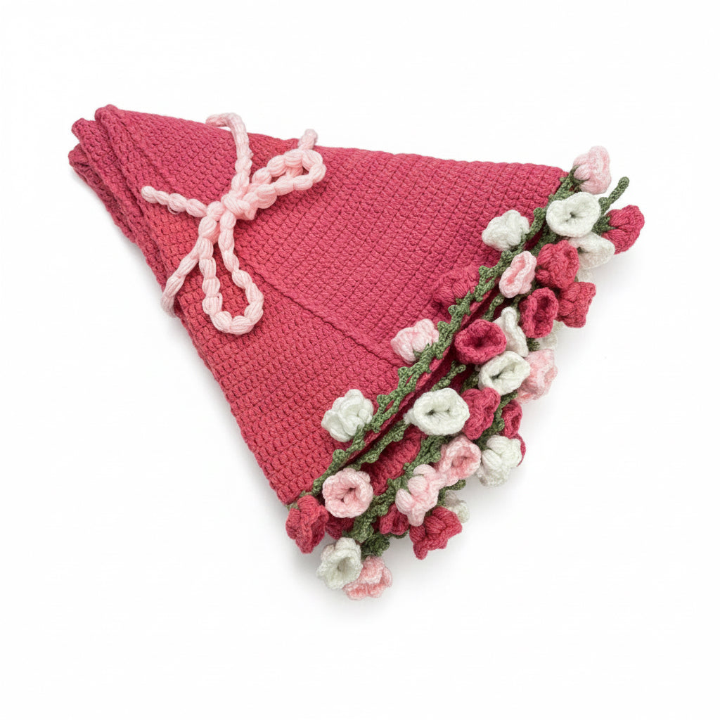 Handmade Crochet Flower Bouquet Baby Blanket 2