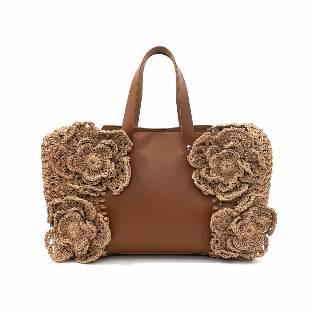 Hand-Embroidered Rose Bag