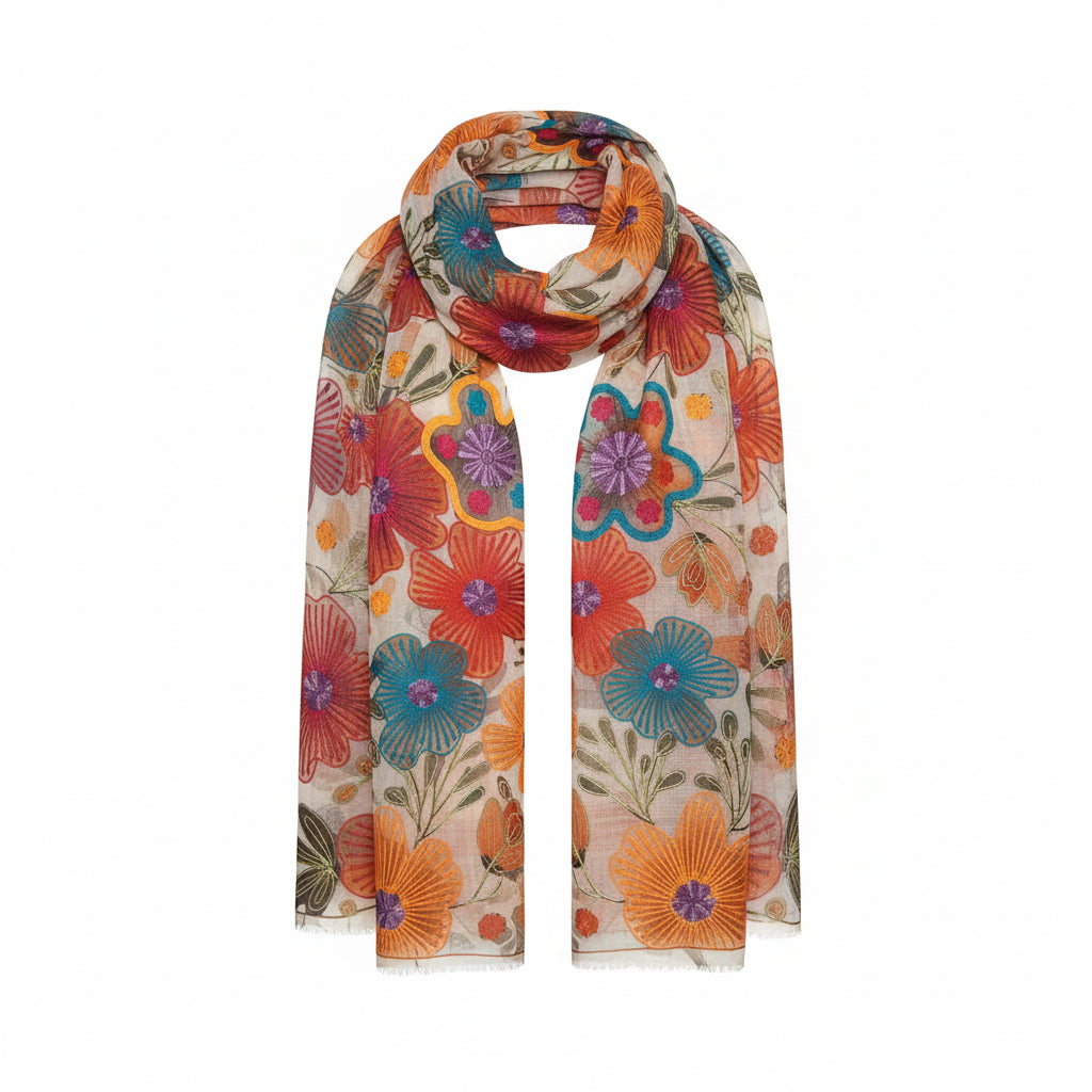 Cashmere Shawl with Silk Embroidery