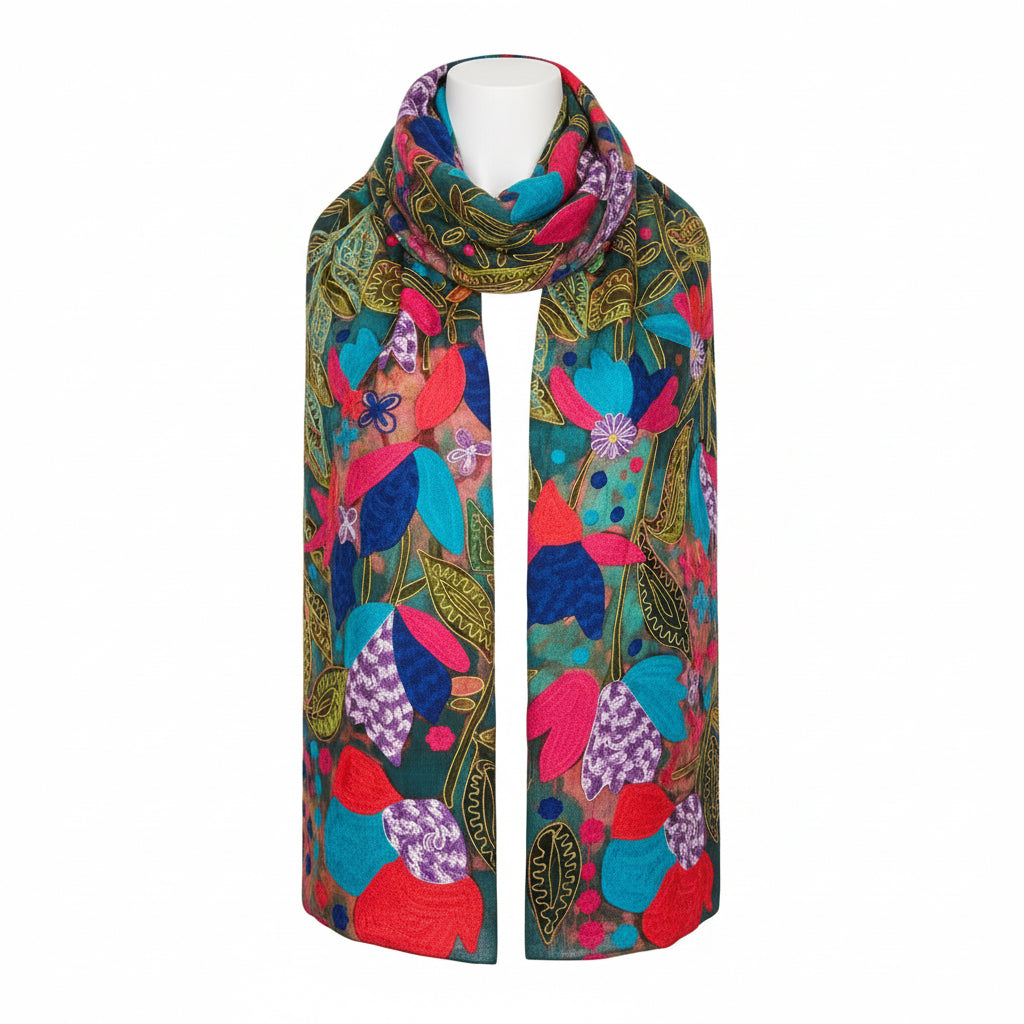 Cashmere Shawl with Silk Embroidery