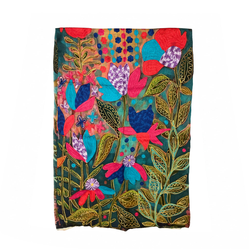 Cashmere Shawl with Silk Embroidery