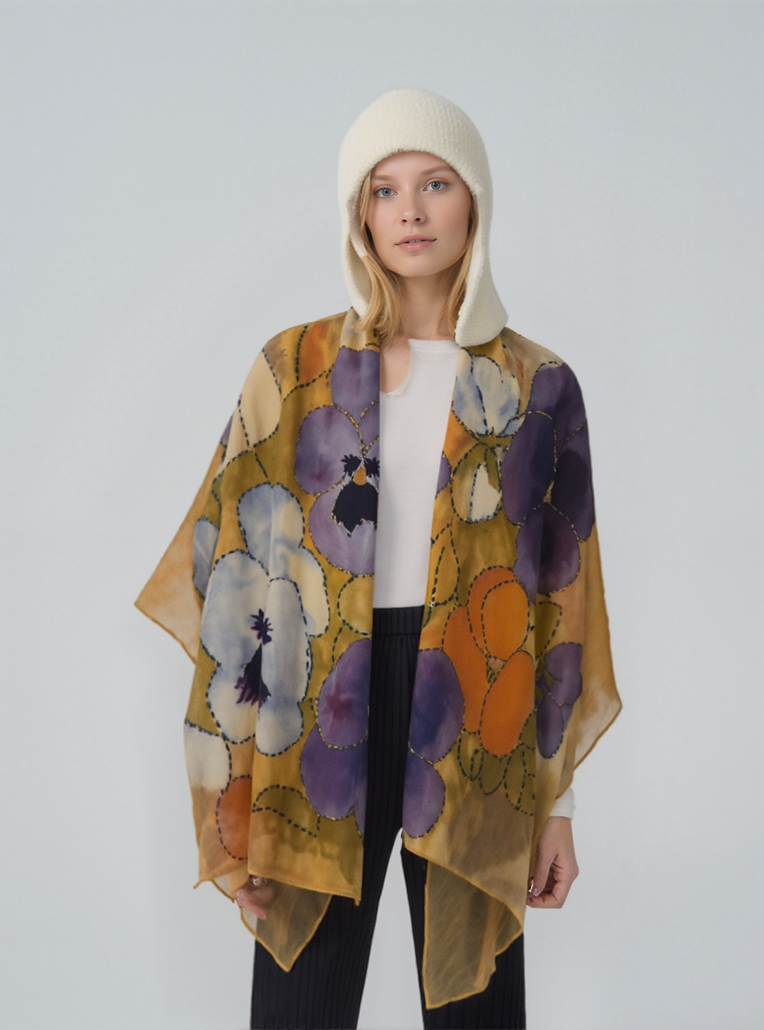 Cashmere Shawl with Silk Embroidery