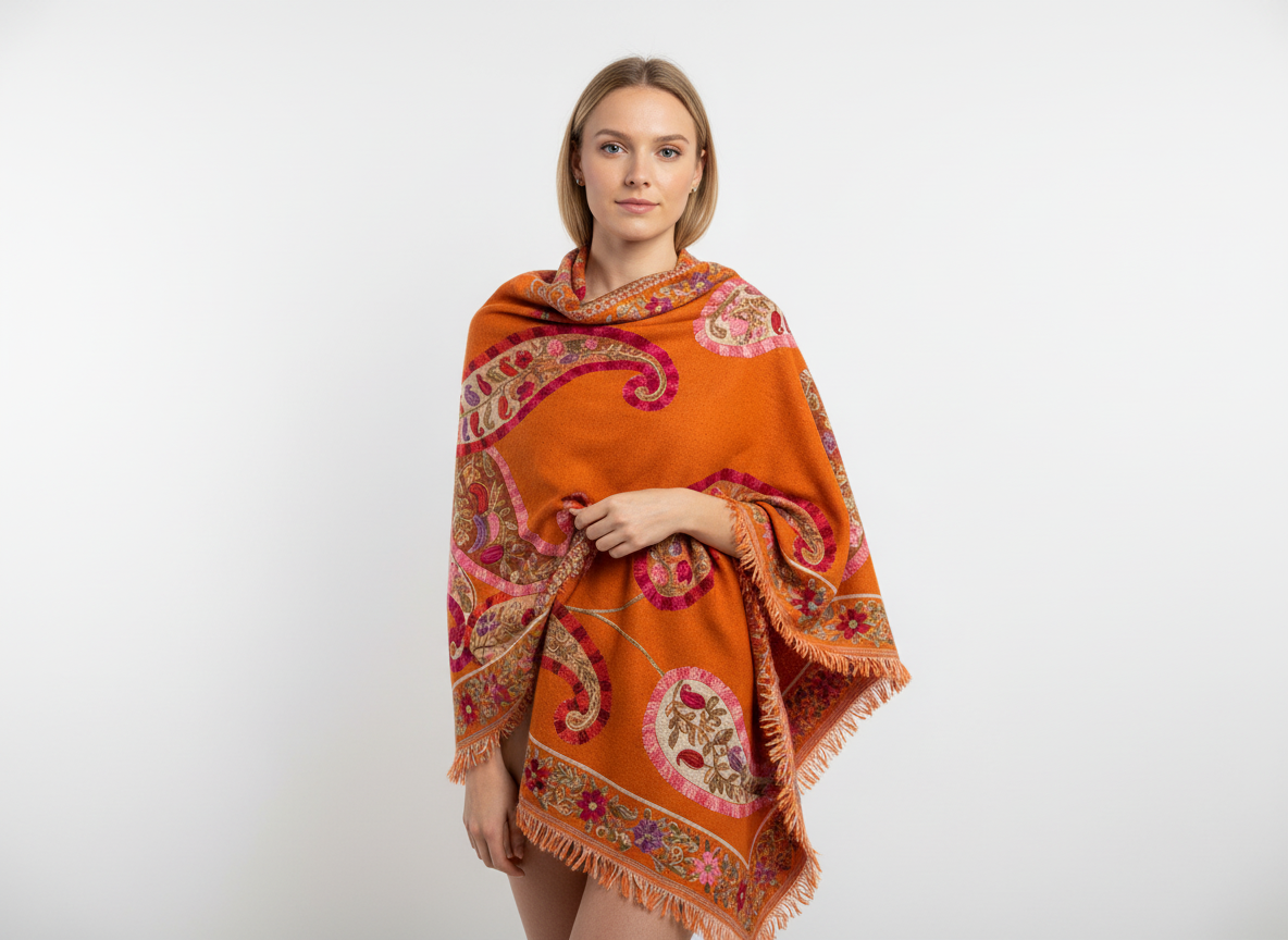 Pamuk İpek Çiçek Desenli Şal