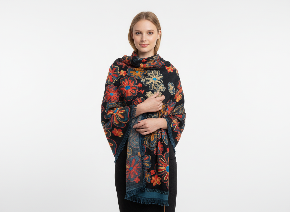 Cotton Silk Floral Shawls