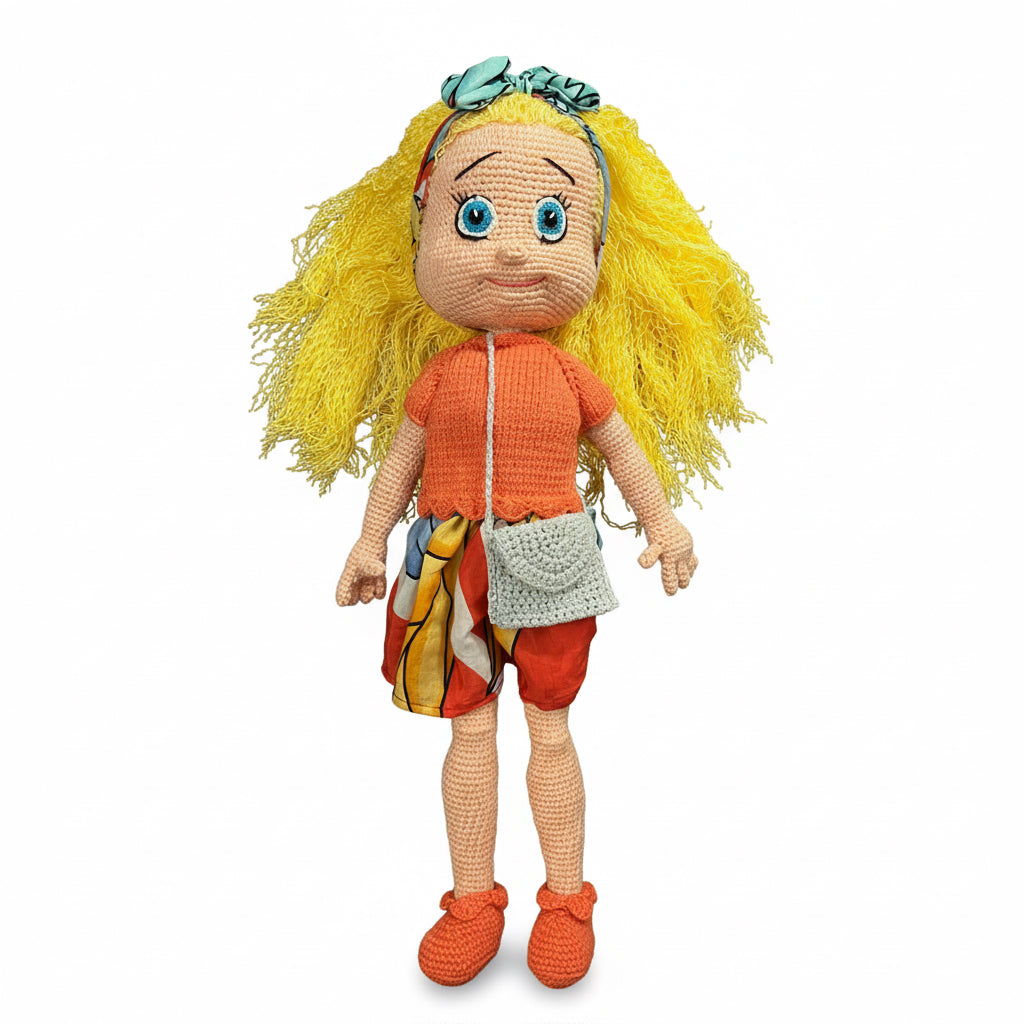 Handmade Crochet Doll with Yellow Hair