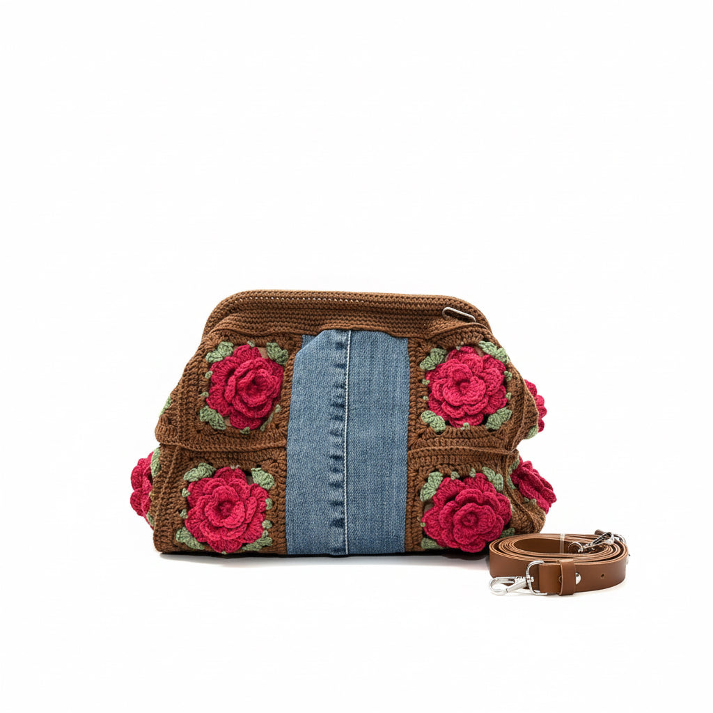 Boho Rose Crochet Bag
