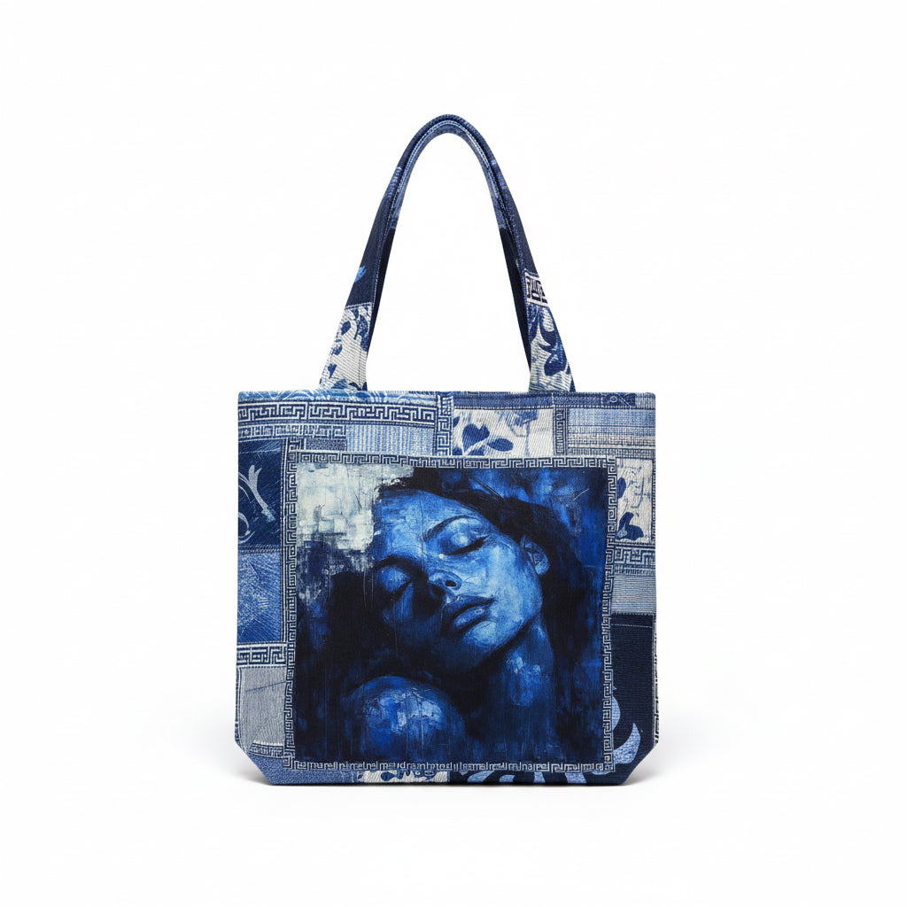Blue Muse – Double-Sided Handmade Canvas Tote Bag