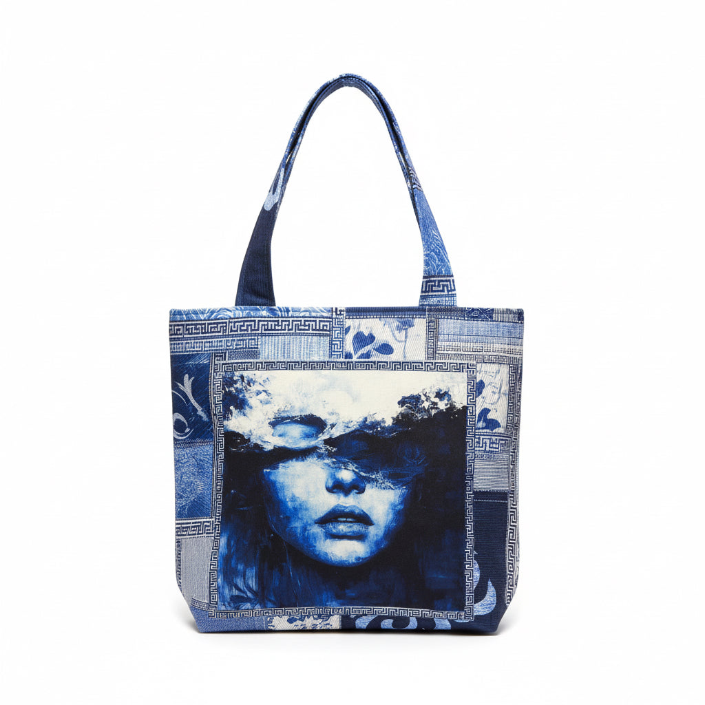 Blue Muse – Double-Sided Handmade Canvas Tote Bag