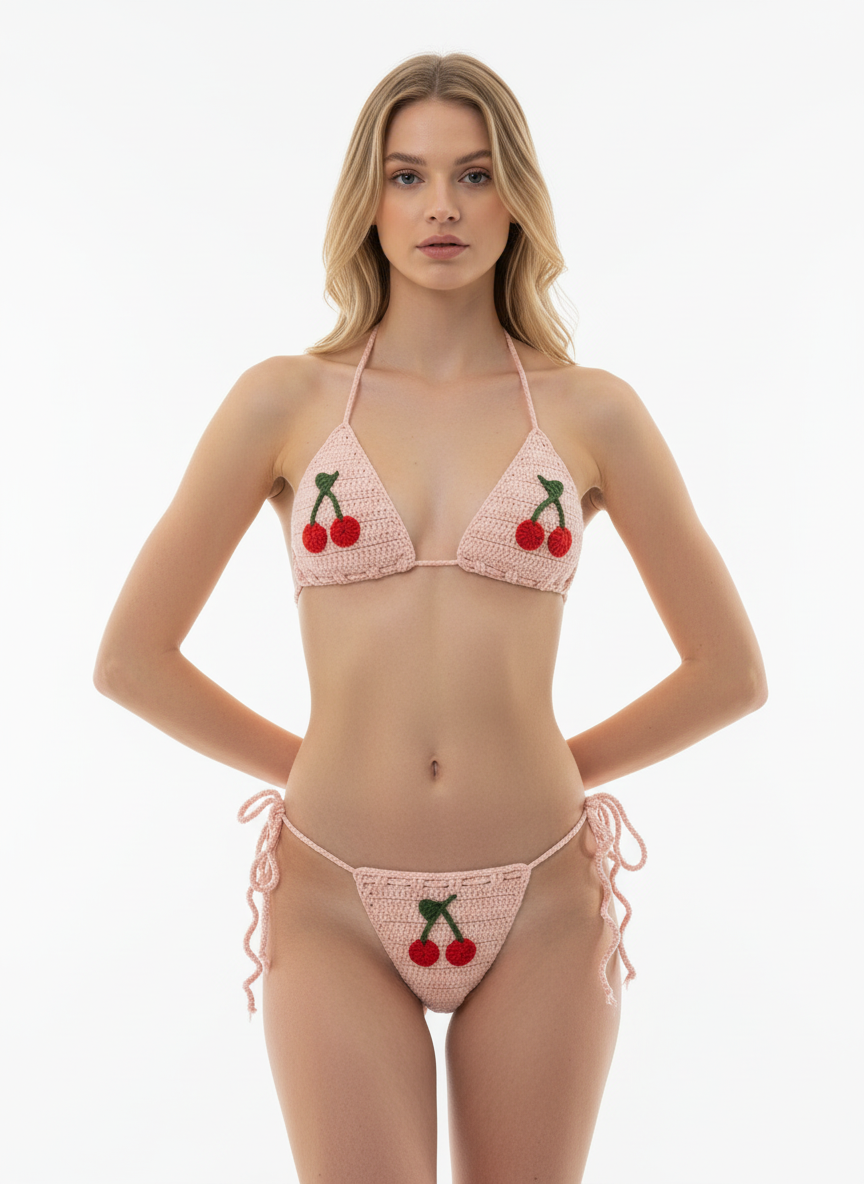 Handmade Cherry Crochet Bikini Set