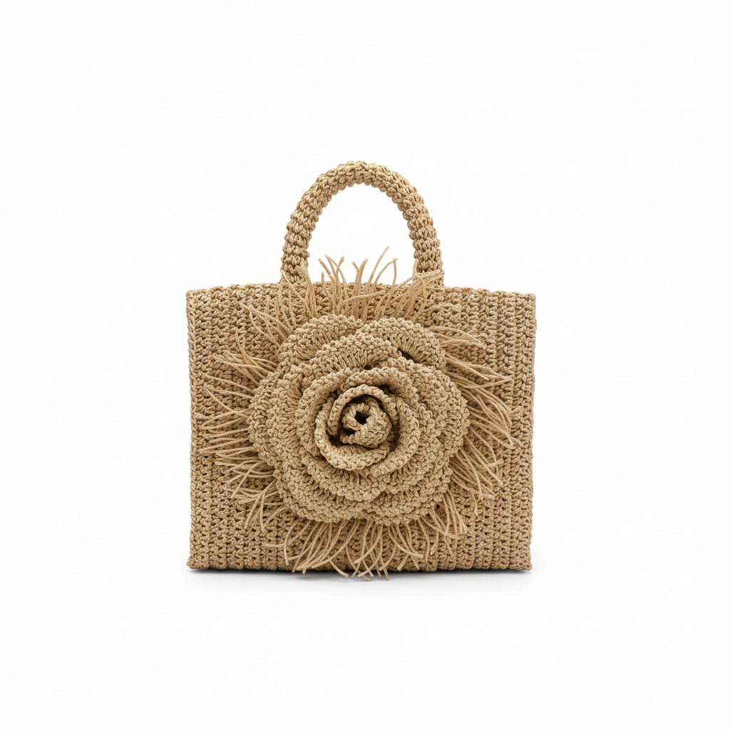 Handmade Crochet Mini Bag with Floral Motif