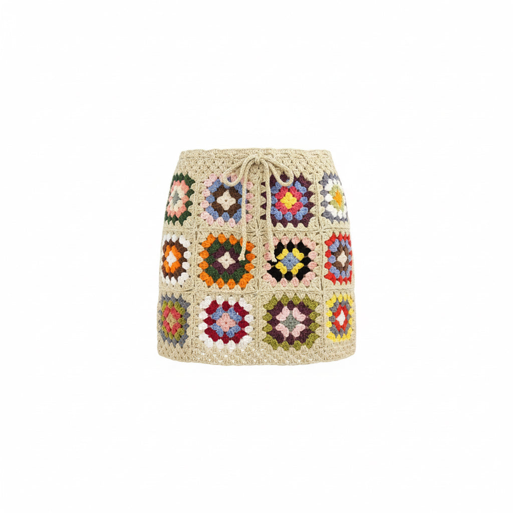 Retro Squares – Handmade Crochet Mini Skirt