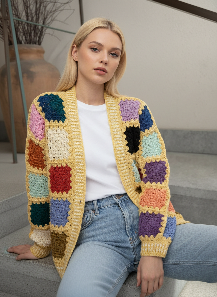 Handmade Crochet Patchwork Cardigan