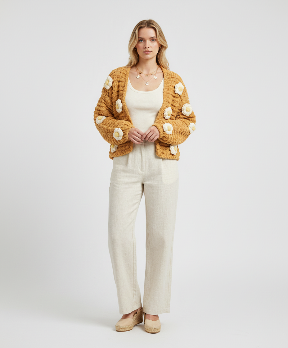 Hand-Knitted Daisy Cardigan