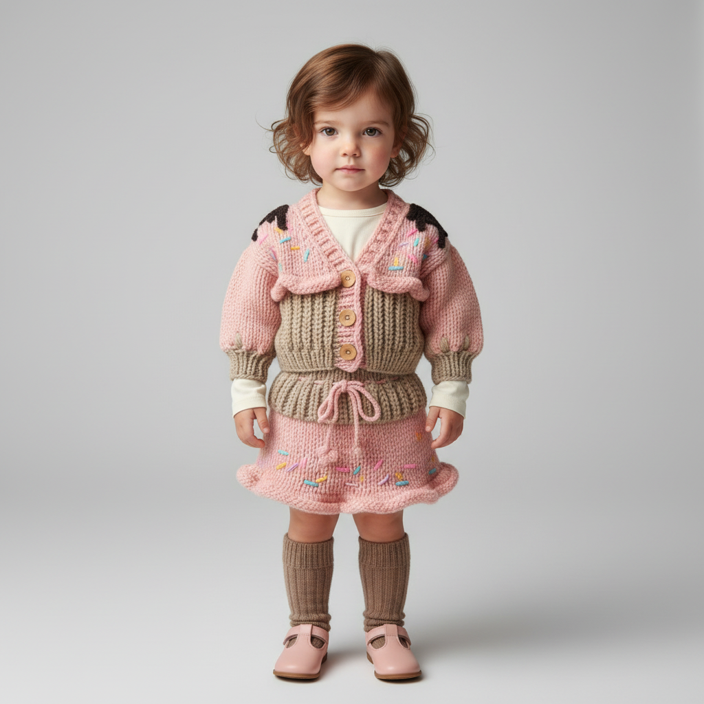 Handmade Cupcake Crochet Baby Set – 18 Months | Cardigan and Skirt