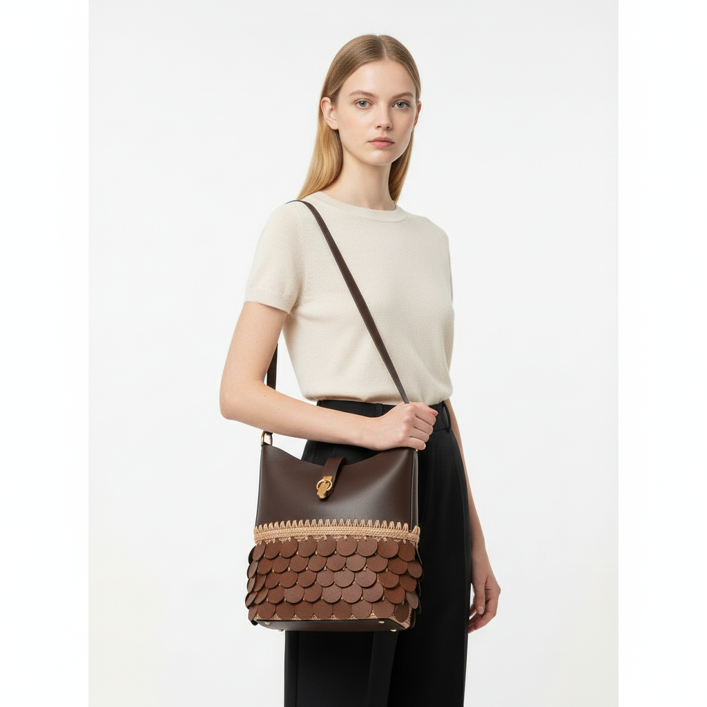 Handmade Shoulder Bag - Cocoa Elegance
