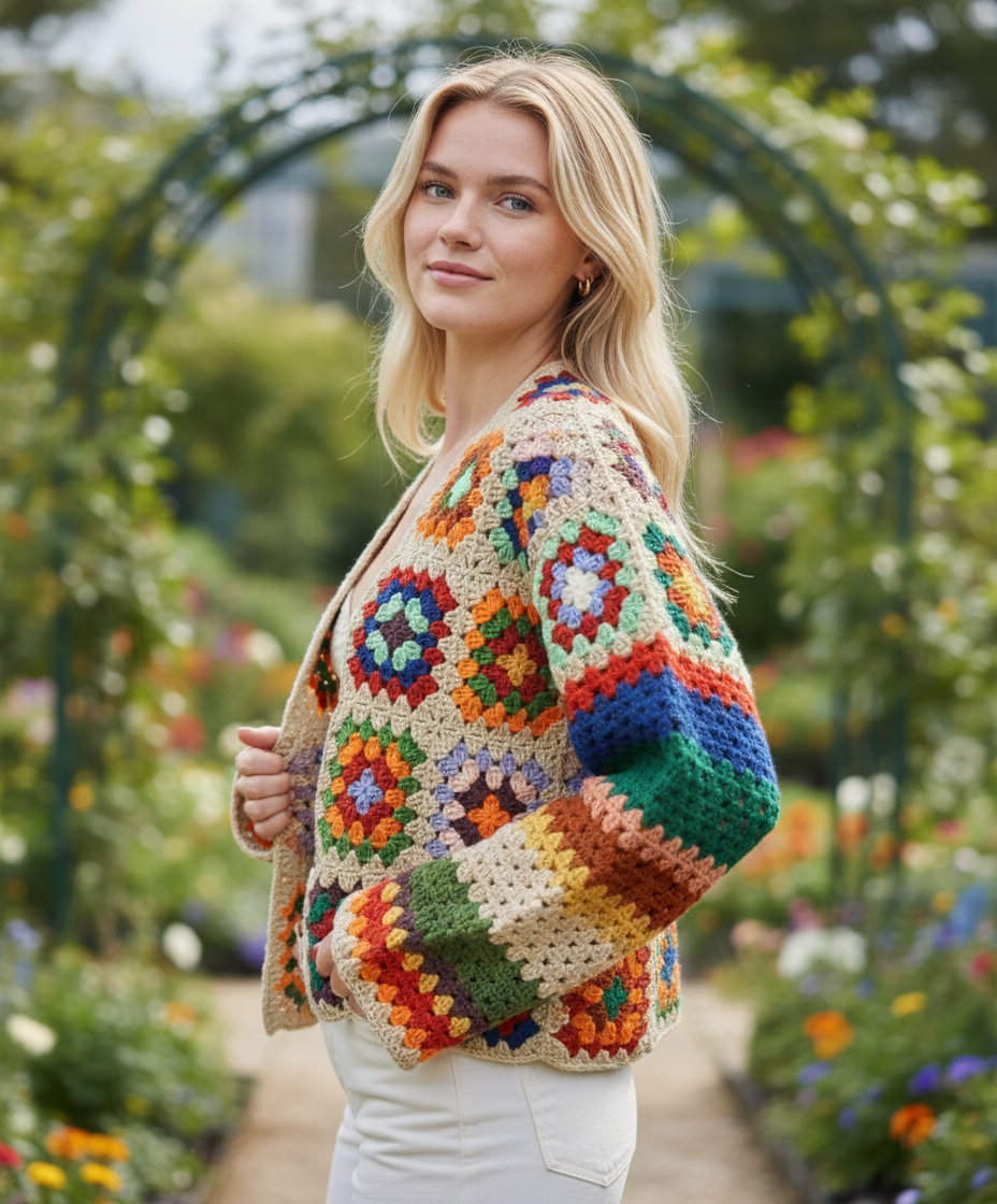 Handmade Crochet Cardigan | Colorful Boho Vintage Style