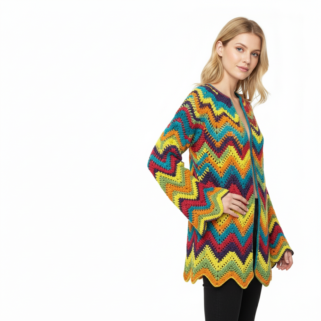 Colorful Zigzag Crochet Cardigan