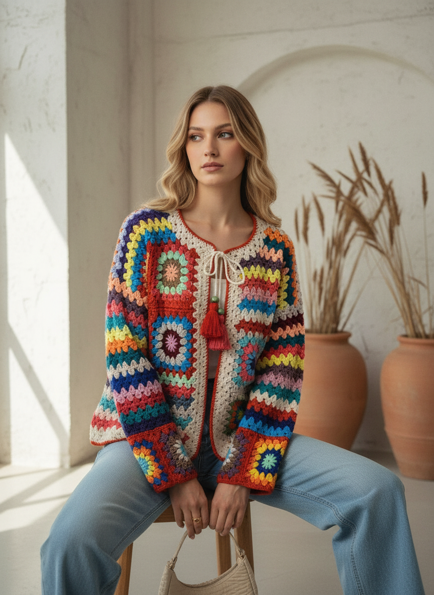 Handmade Colorful Knit Cardigan