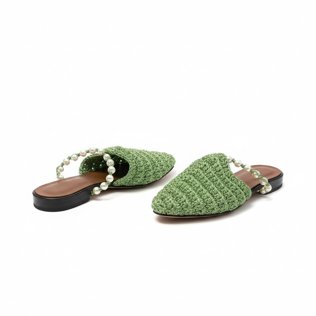 Handmade Green Crochet Bag & Shoes Set