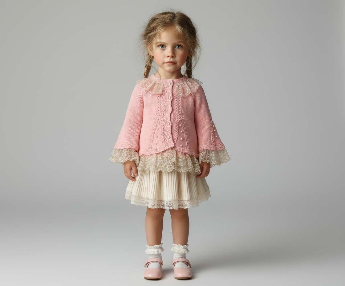 Pink Whisper – Handmade Lace Baby Cardigan