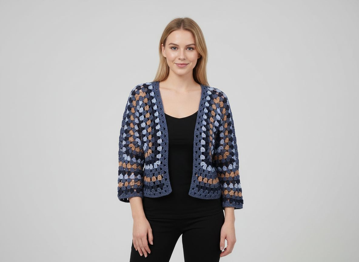 Handmade Navy Crochet Cardigan
