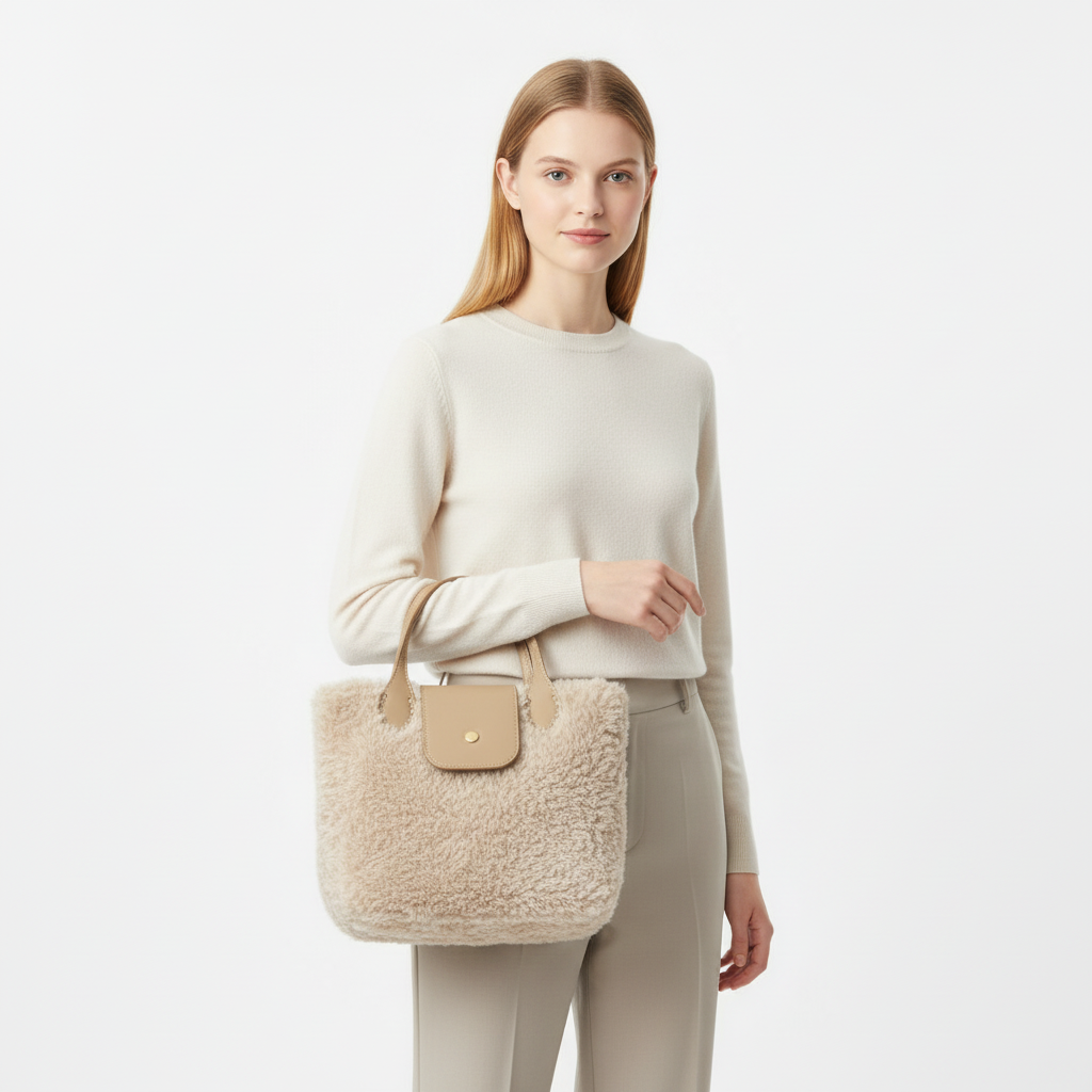 Medium Plush Handbag – Beige