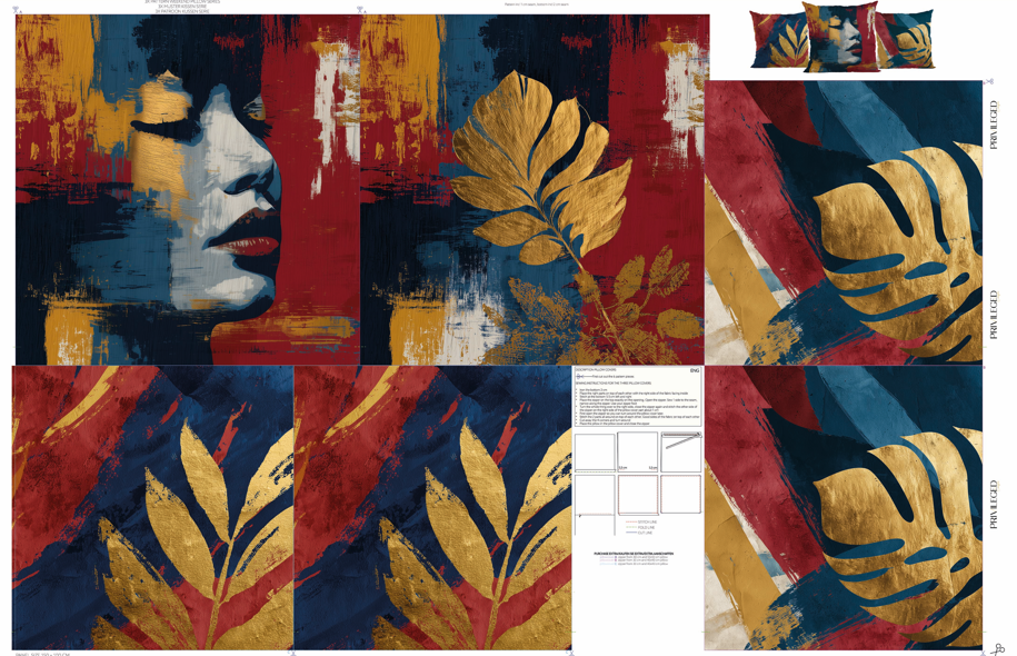 Golden Serenity Cushion Fabric | Cut and Sew