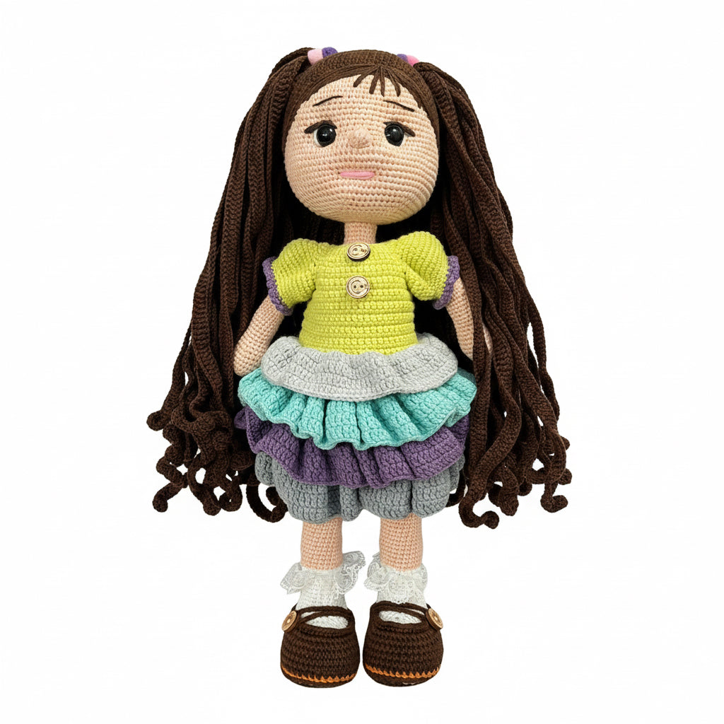Handmade Crochet Doll with Layered Skirt