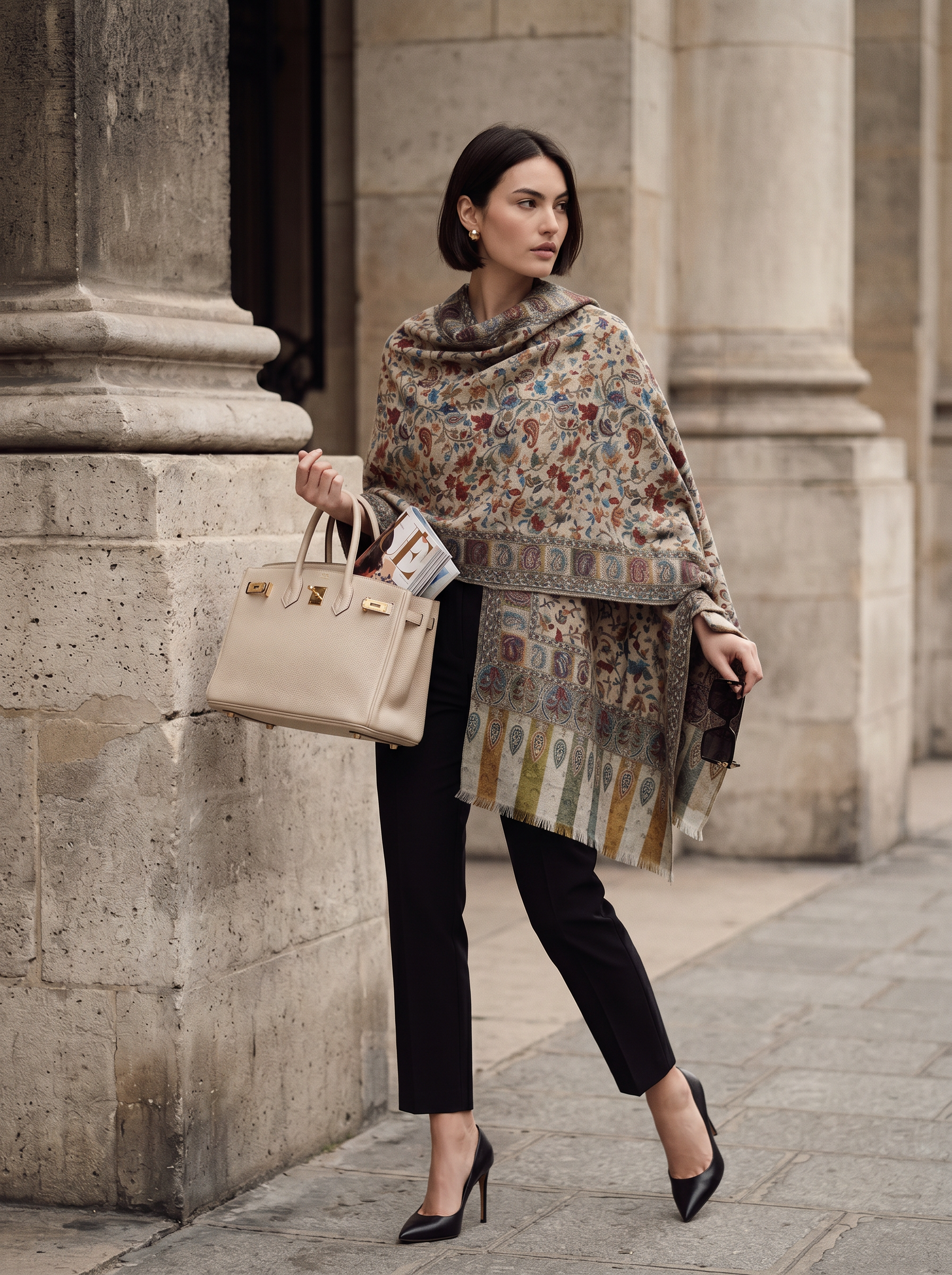 Nakışlı İpek Kalın Şal