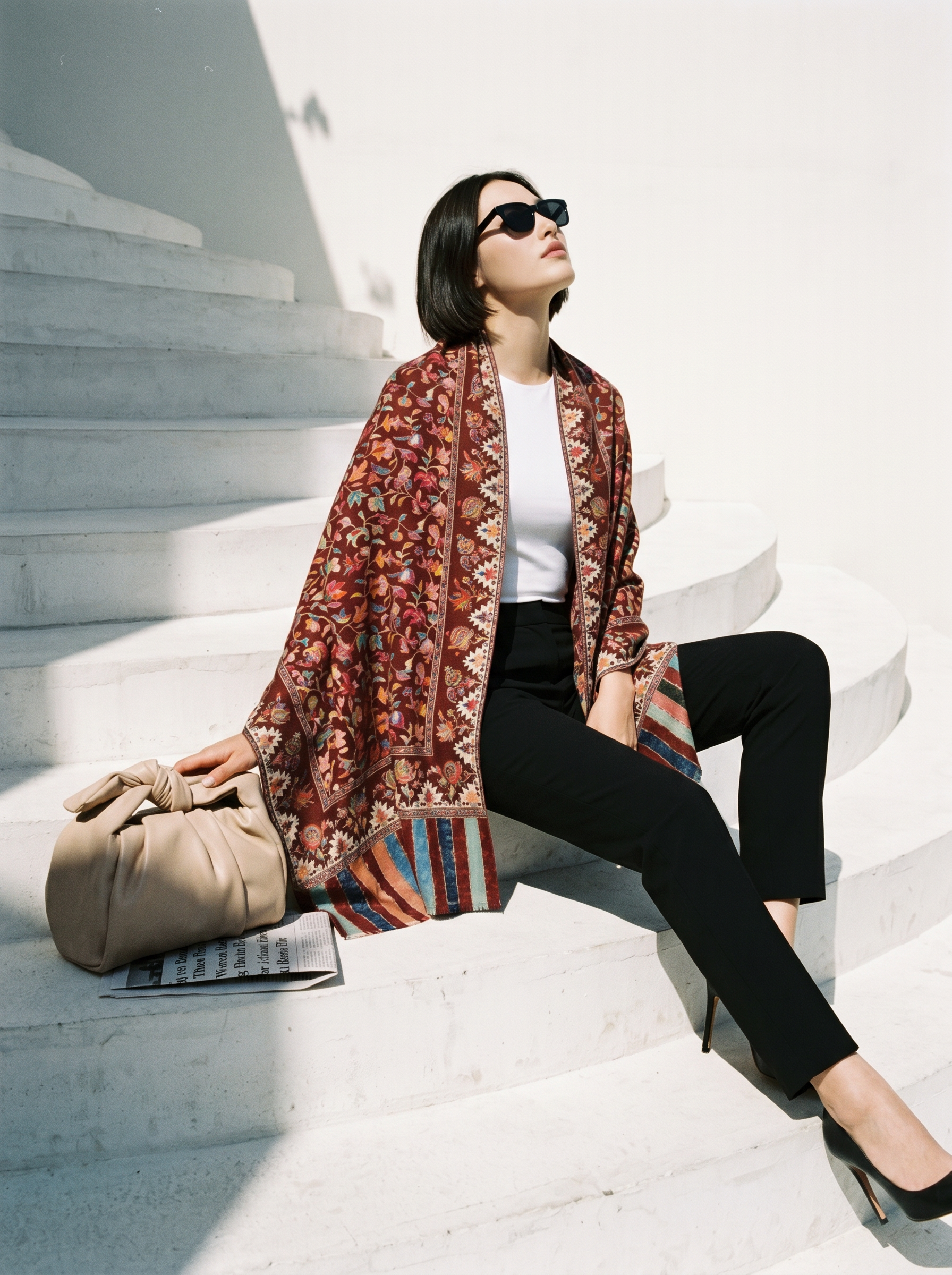 Nakışlı İpek Kalın Şal