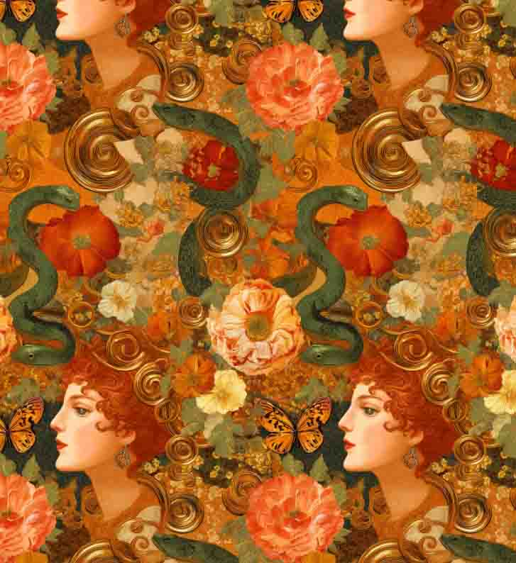 Golden Muse – Art Nouveau Printed Fabric