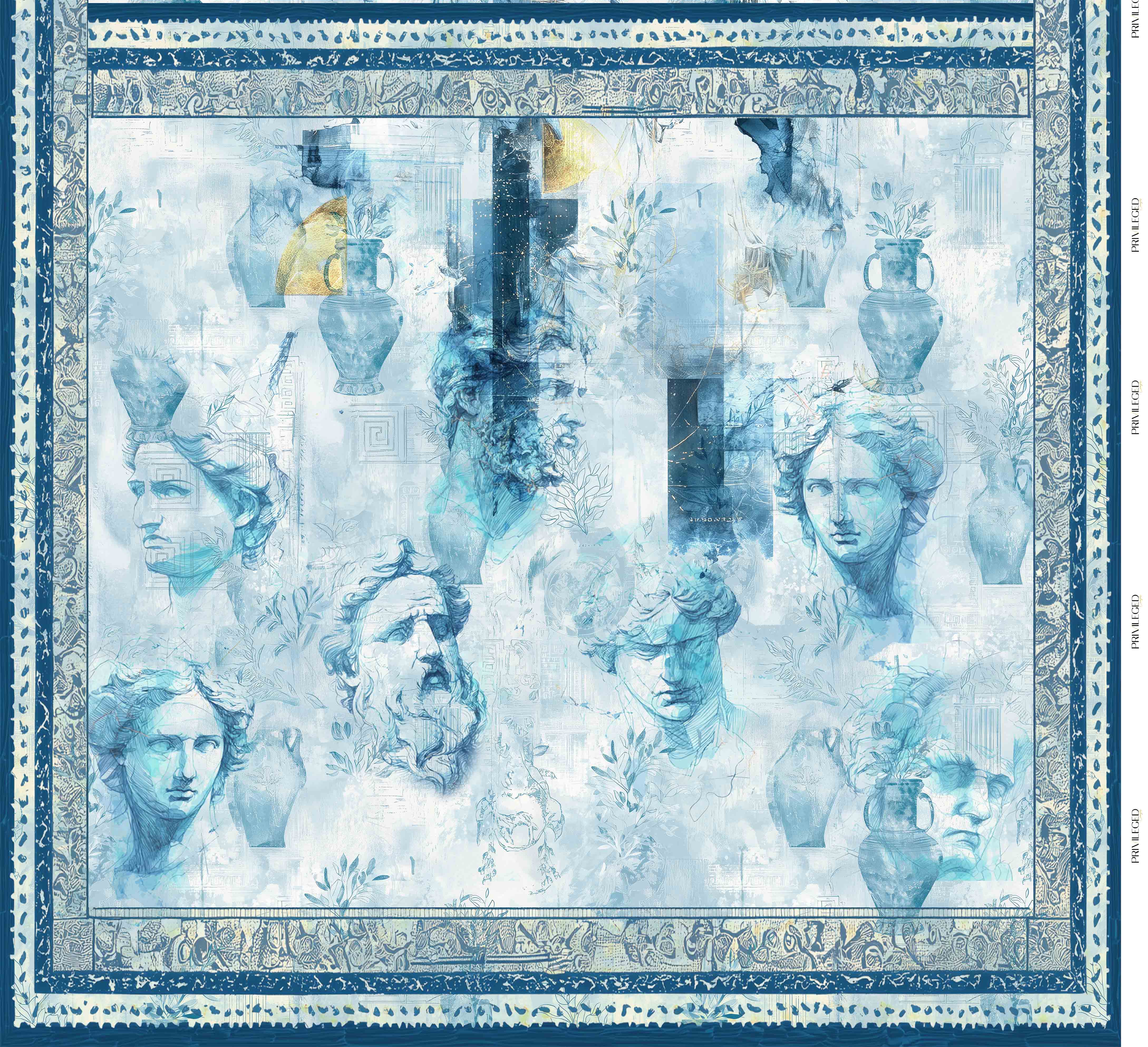 Aegean Muse – Classical Art Panel Printed Fabric