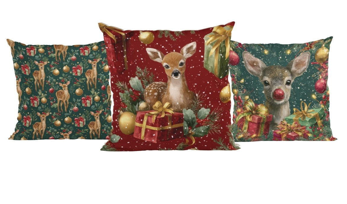 Christmas Deer Decorative Pillow Cover Set – Pack of 3