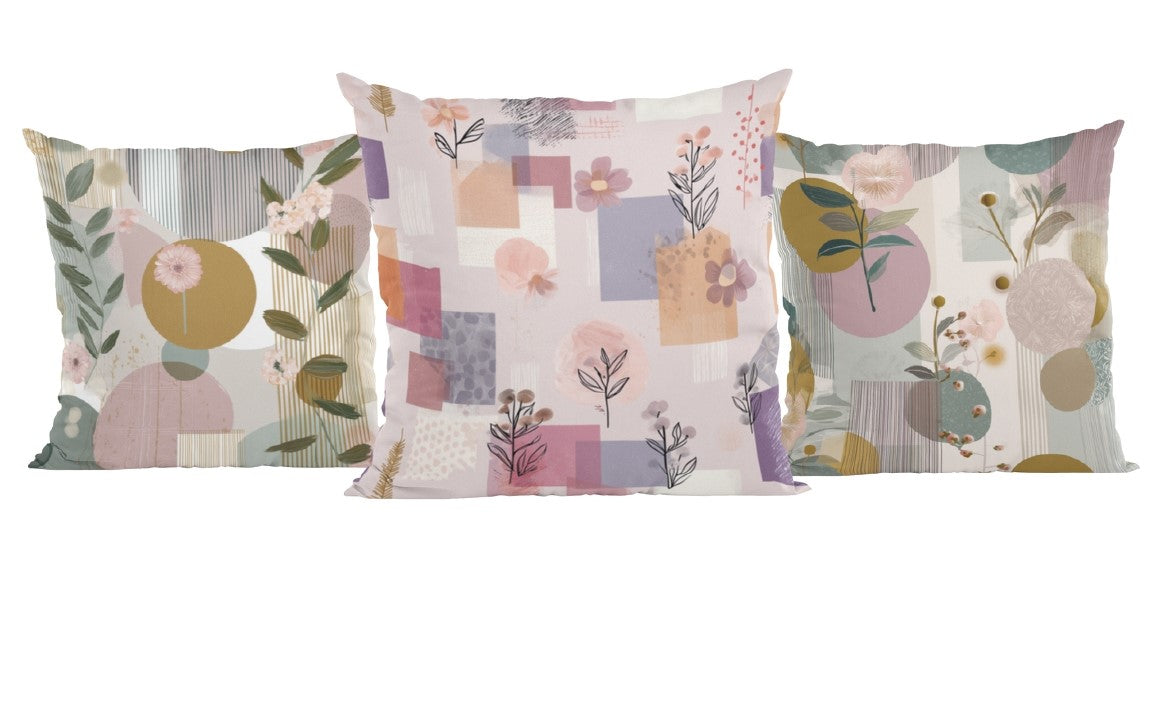 Pastel Floral Modern Pillow Cover Set – Pack of 3