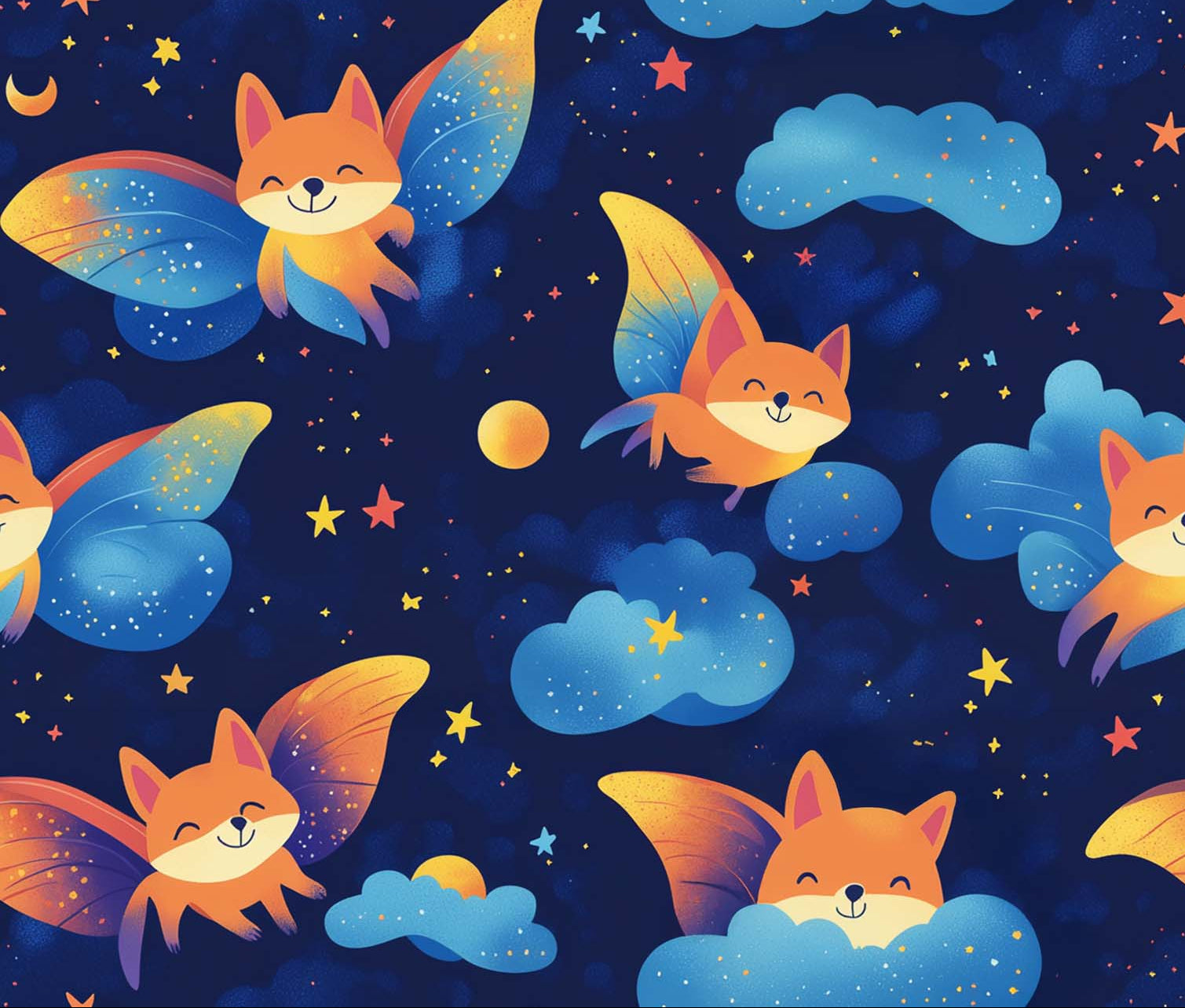 Dreamy Foxes – Printed Fabric for Kids