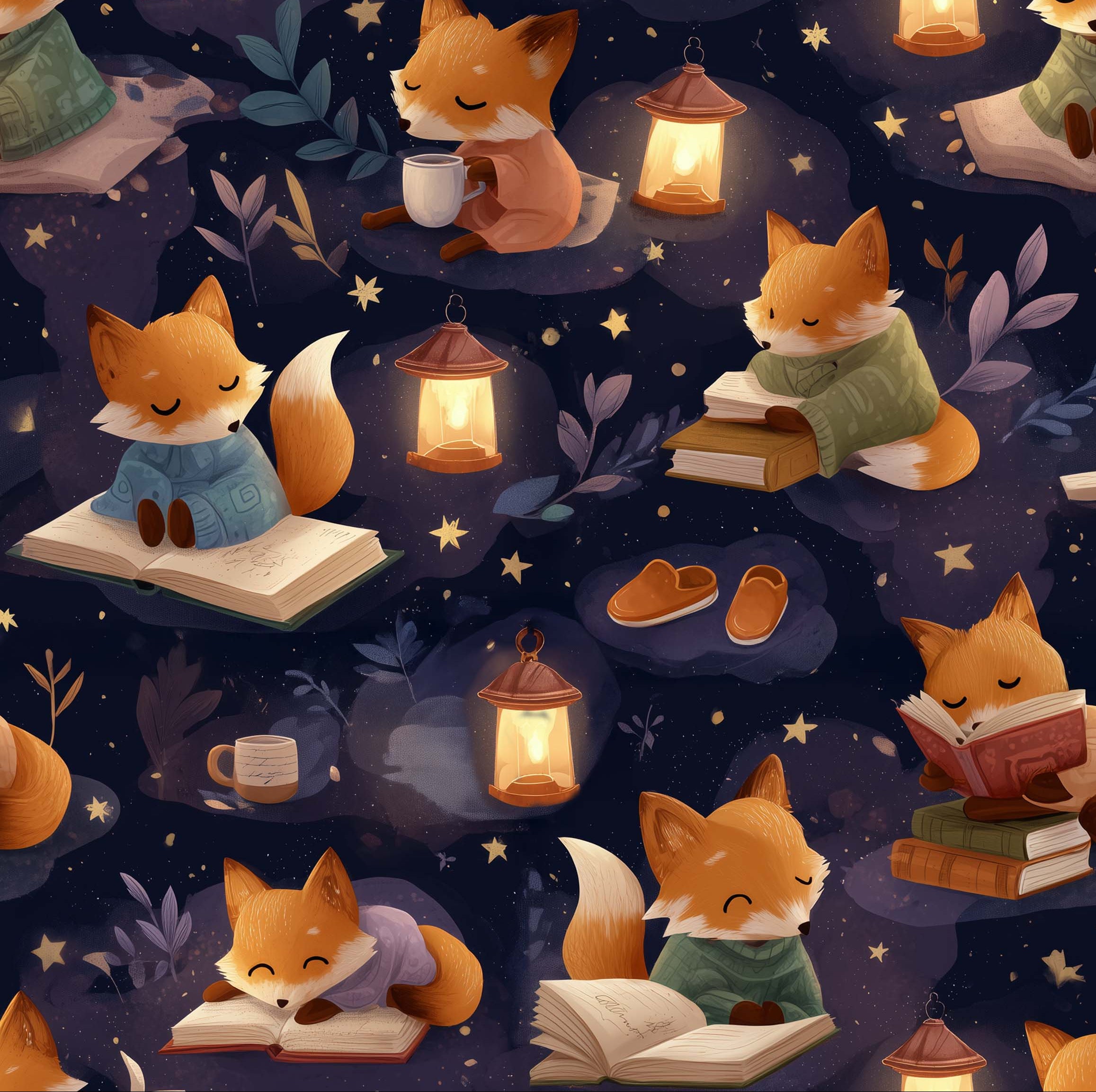 Storytime Fox – Printed Cotton Knit Fabric for Kids