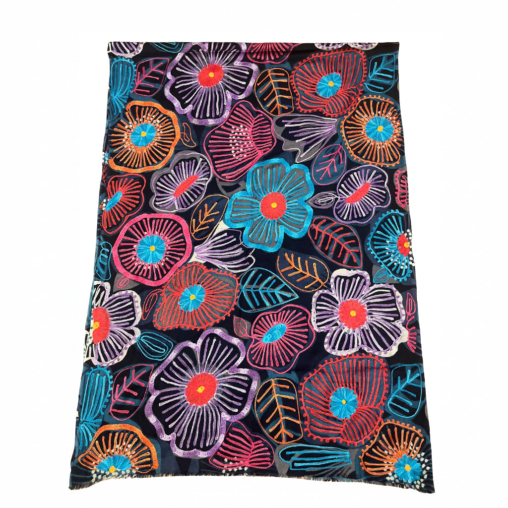Cashmere Shawl with Silk Embroidery