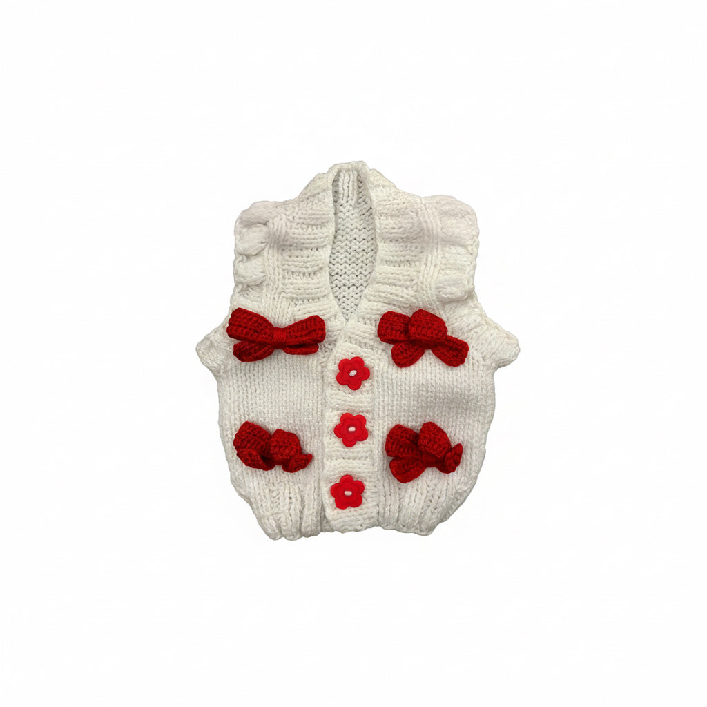 Handmade Red Bow Knit Baby Vest