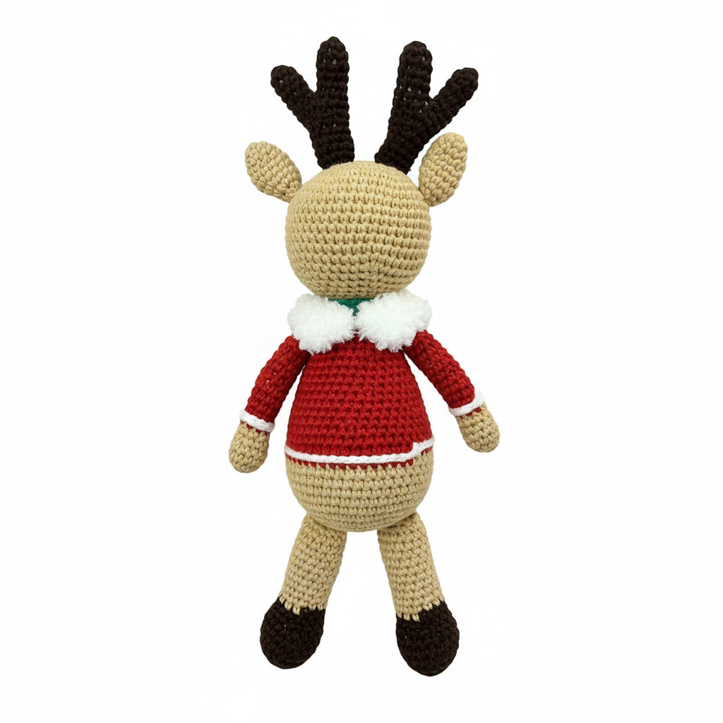 Handmade Crochet Christmas Reindeer Toy