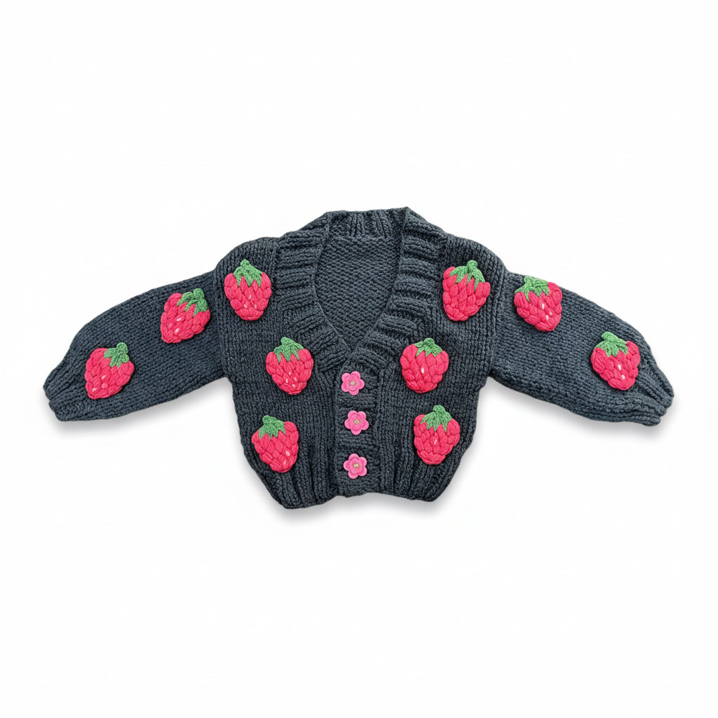 Handmade Strawberry Knit Cardigan
