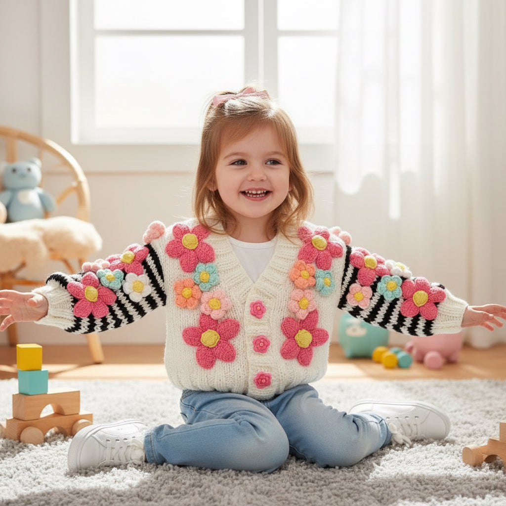 Handmade Floral Baby Cardigan