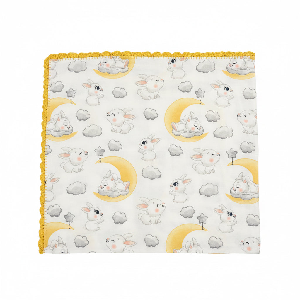 Crochet Edge Bunny Baby Blanket