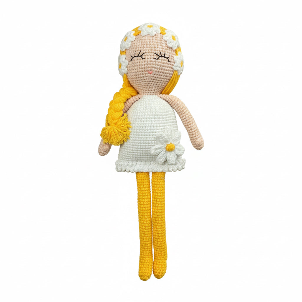 Handmade Crochet Flower Girl Doll