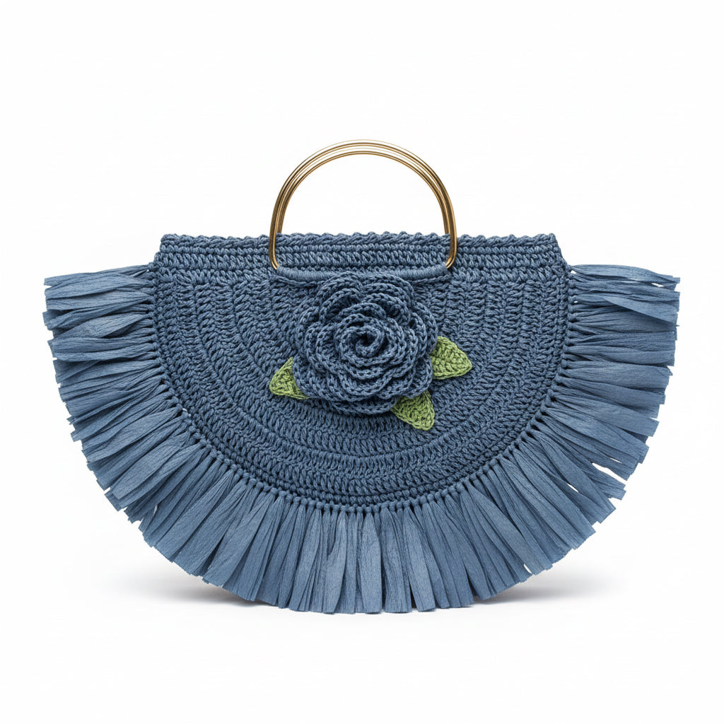 Fan-Shaped Handbag – Blue