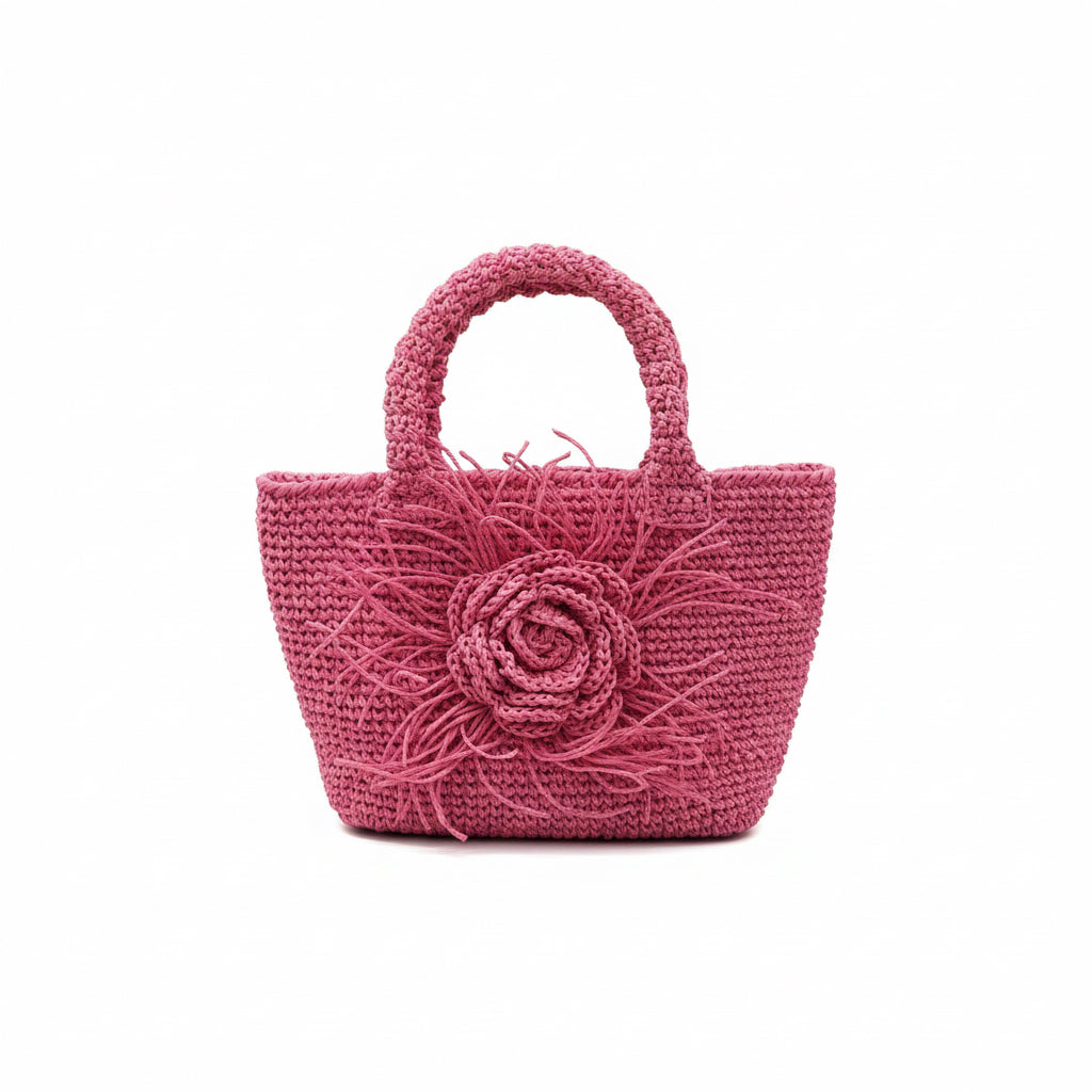 Handwoven Straw Bag - Pink