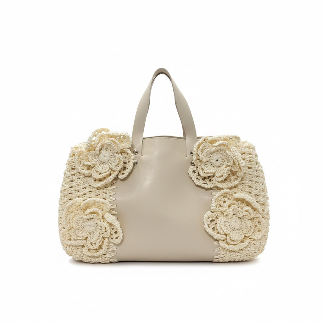 Hand-Embroidered Rose Bag