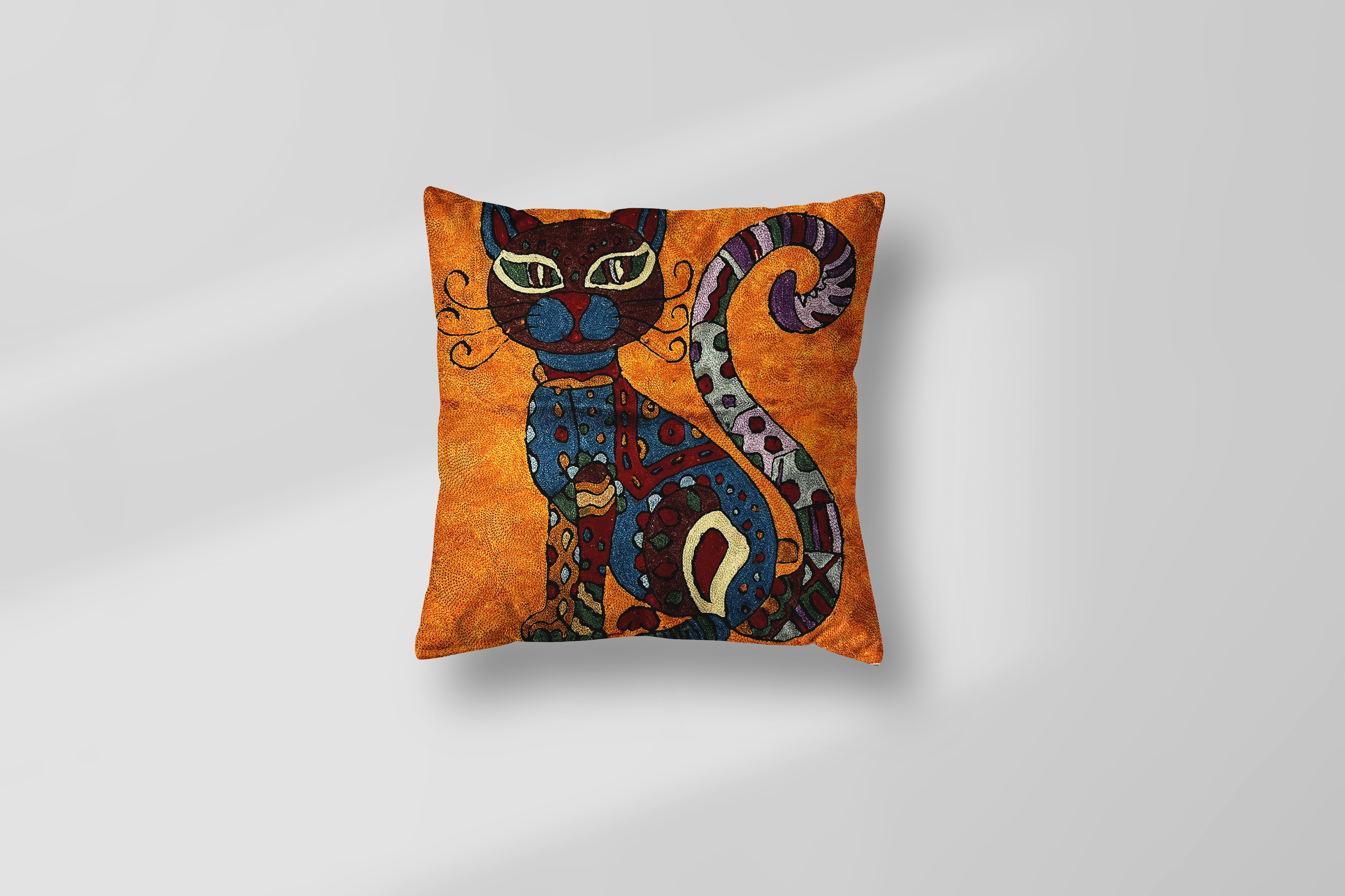 Handmade Decorative Cushion | Funky Cat Design