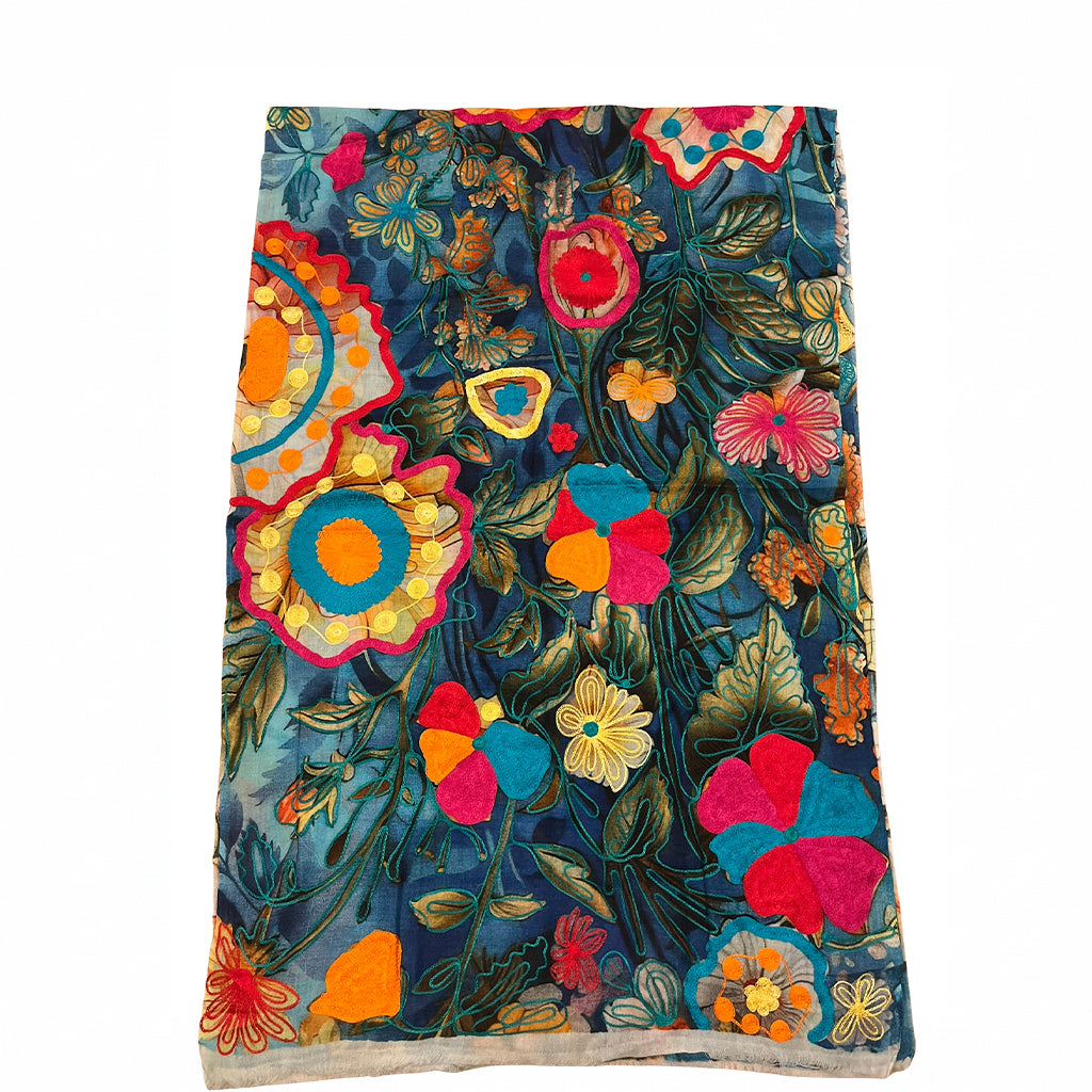 Cashmere Shawl with Silk Embroidery